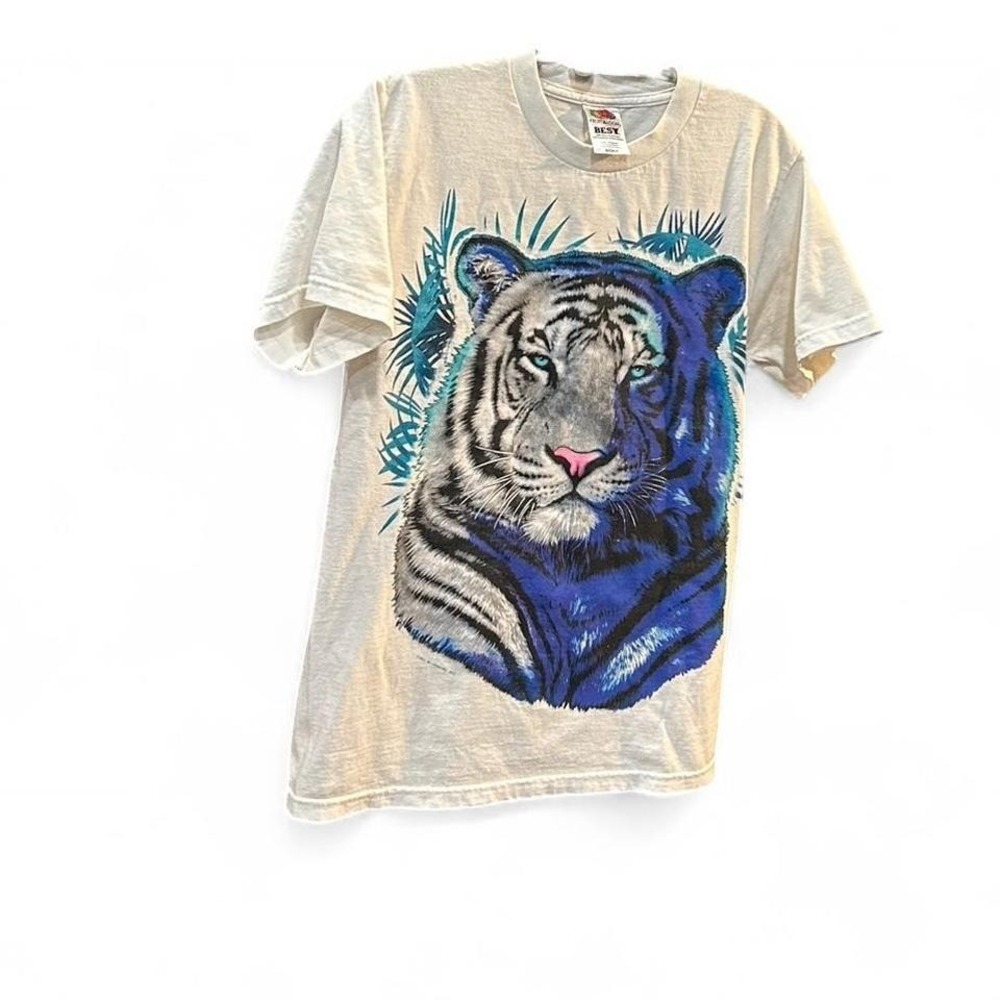 womens retro 90's y2k airbrush‎ lion tee size xs